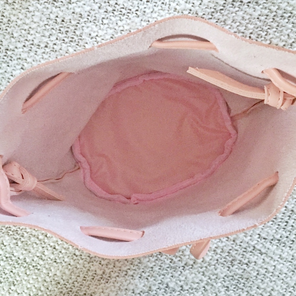 Boho Pink Drawstring Bucket Bag Crossbody Purse - Picture 7 of 8